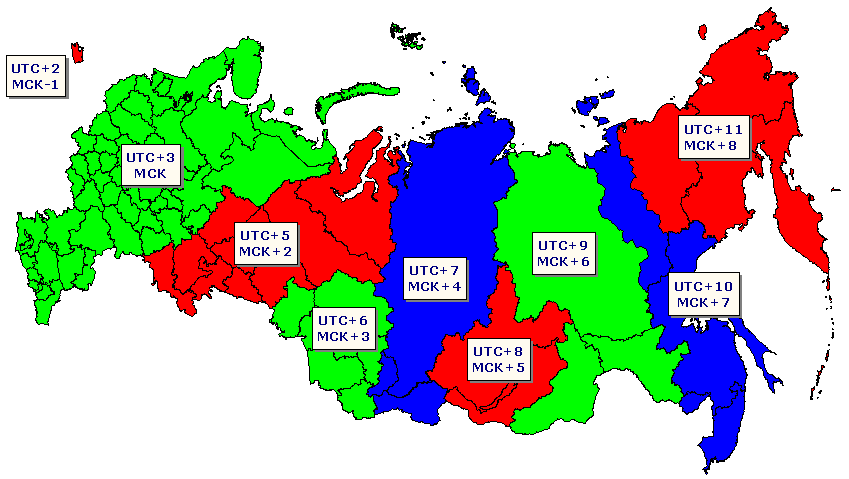 Часовые зоны россии